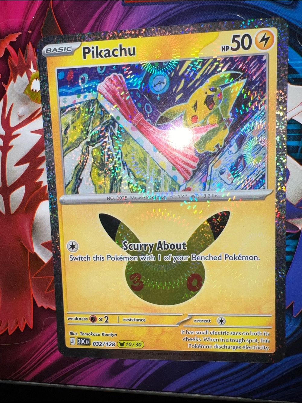 Pokemon Pikachu Holographic Trading Card - Yellow, Gold